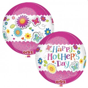Happy Mother's Day Butterflies & Flowers Orbz Balloon 